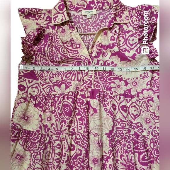 Umgee Vibrant Pink and Cream Patterned Mini Dress - Picture 4 of 8